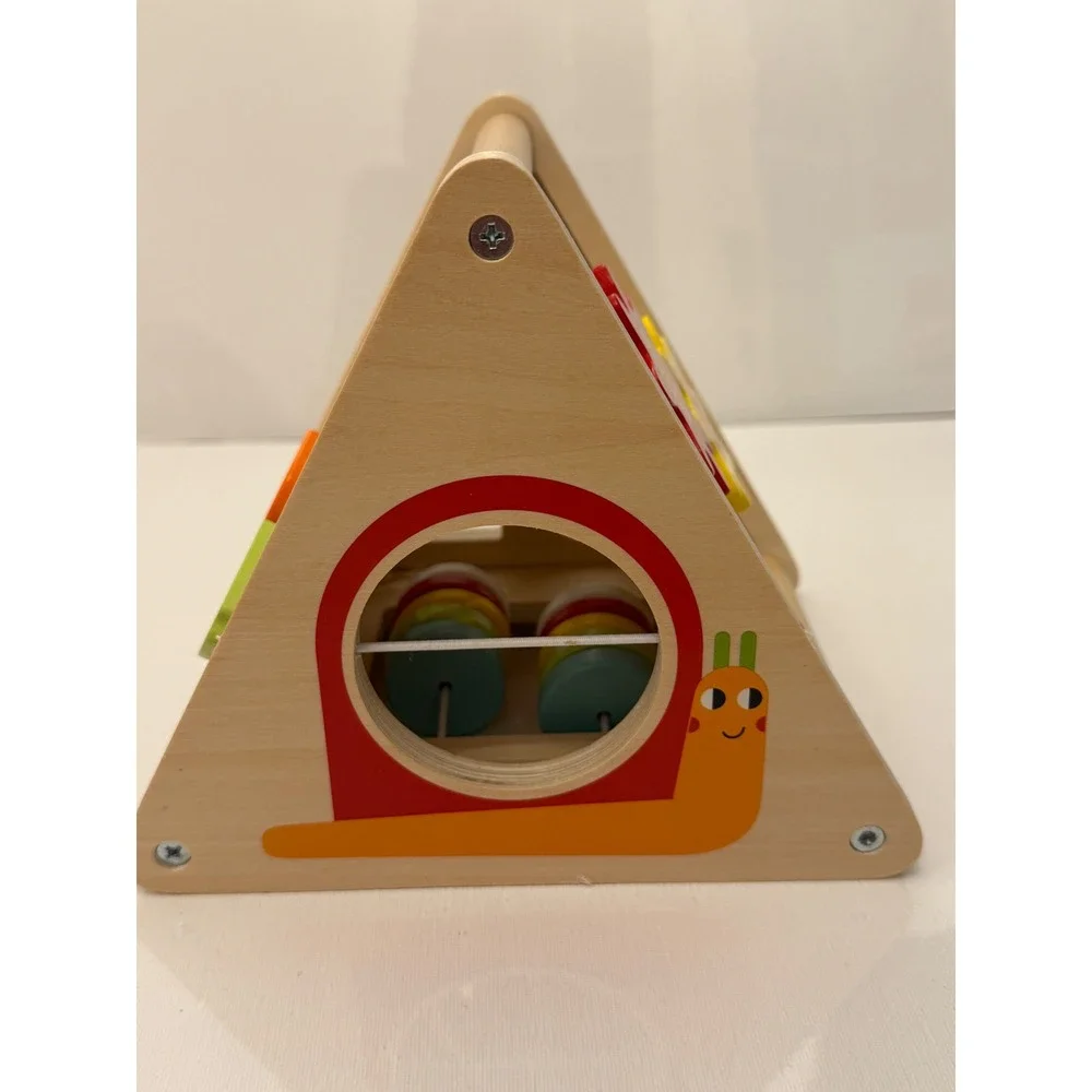 Tooky Toy TH912 Wooden Activity Triangle Shape Sorter Montessori Toddler 12M+